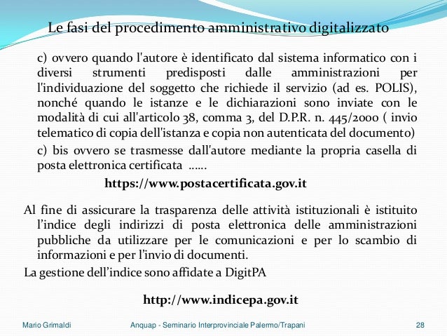 Il procedimento amministrativo informatico