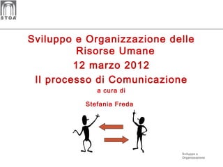 Sviluppo e Organizzazione delle
Risorse Umane
12 marzo 2012
Il processo di Comunicazione
a cura di
Stefania Freda

Sviluppo e
Organizzazione

 