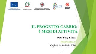 Dott. Luigi Ledda
lledda@uniss.it
Cagliari, 14 febbraio 2019
IL PROGETTO CARBIO:
6 MESI DI ATTIVITÀ
 