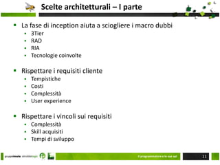 Definizione della architettura –I parte