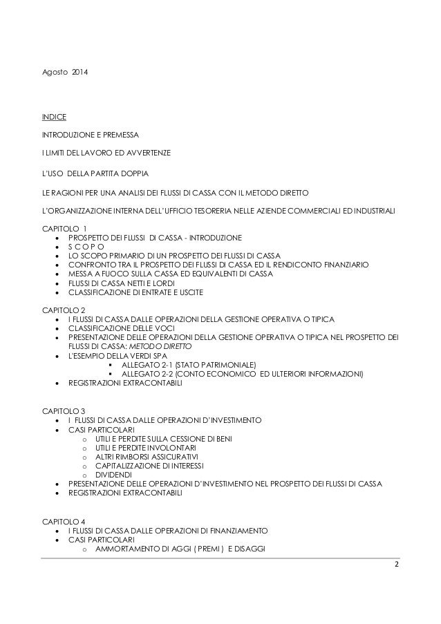 Il Prospetto Dei Flussi Di Cassa Il Metodo Diretto Ed La Gestione De