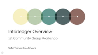 Interledger Overview
Stefan Thomas • Evan Schwartz
1st Community Group Workshop
 