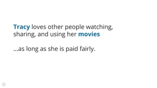 Tracy loves other people watching,
sharing, and using her movies
...as long as she is paid fairly.
 