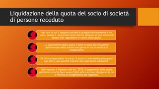 recesso socio snc e liquidazione quota Liquidazione quota socio in caso di scioglimento della società main image 1