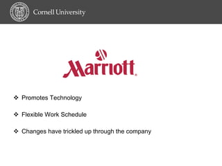 Promotes Technology Flexible Work Schedule Changes have trickled up through the company 