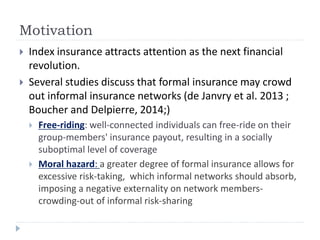 Is the demand of the index-based livestock insurance and informal insurance network substitute or complement? 	