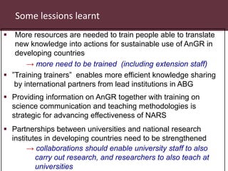 Capacity development in animal breeding and genetics—Insights and opportunities from a decade of regional “training of the trainer” experiences