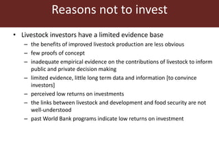 Where's the beef? Why is livestock overlooked by public and private investors? Some reasons suggested by ILRI@40 Addis Ababa event participants