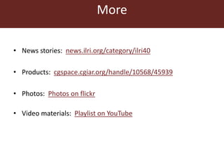 Setting international livestock research priorities: Some livestock research challenges and priorities suggested by participants in ILRI@40 events in 2014
