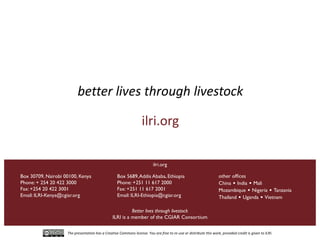 Setting international livestock research priorities: Some livestock research challenges and priorities suggested by participants in ILRI@40 events in 2014