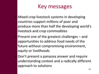Pathways for sustainable development of mixed crop-livestock systems in developing countries