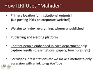 Open access repository at ILRI