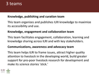Introducing the ILRI communications and knowledge management team