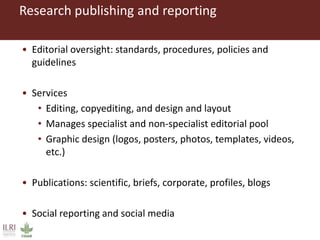 Introducing the ILRI communications and knowledge management team