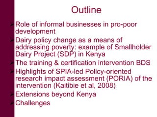 Integrating informal actors into the formal dairy industry in Kenya through training and certification