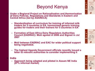 Integrating informal actors into the formal dairy industry in Kenya through training and certification