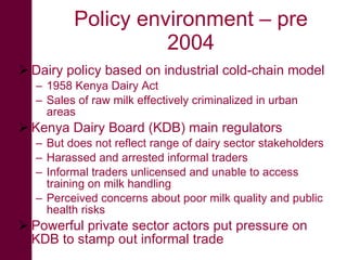 Integrating informal actors into the formal dairy industry in Kenya through training and certification