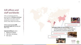 ILRI’s key programs to address infectious diseases, areas requiring international cooperation, and plans for cooperation with the Republic of Korea