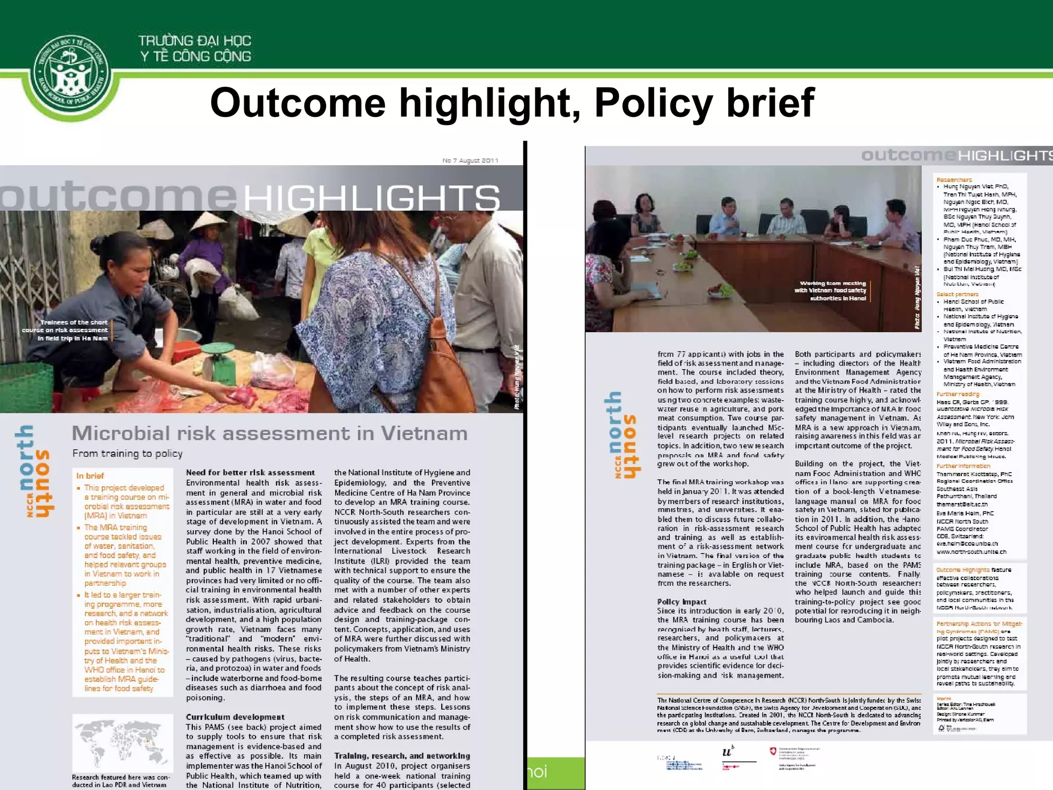 Outcome highlight, Policy brief  