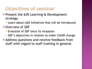 Learning and development at ILRI