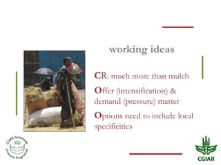 working ideas C R : much more than mulch O ffer (intensification) & demand (pressure) matter O ptions need to include loca...