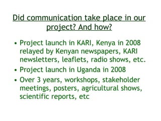Sharing results: Communication within the Napier grass disease resistance project