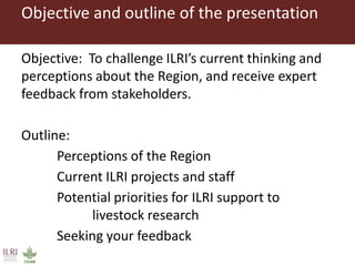 ILRI in East and Southeast Asia: Summary of current profile and emerging priorities for stakeholder feedback