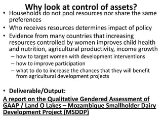 Making visible what is currently not visible: Experiences on generating evidence based results on integrating gender issues in projects