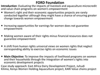 Making visible what is currently not visible: Experiences on generating evidence based results on integrating gender issues in projects