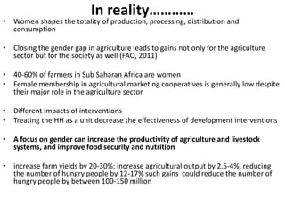 Making visible what is currently not visible: Experiences on generating evidence based results on integrating gender issues in projects