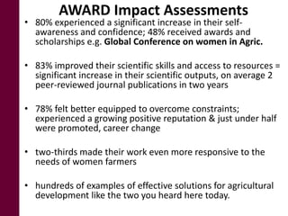 Making visible what is currently not visible: Experiences on generating evidence based results on integrating gender issues in projects