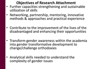 Making visible what is currently not visible: Experiences on generating evidence based results on integrating gender issues in projects