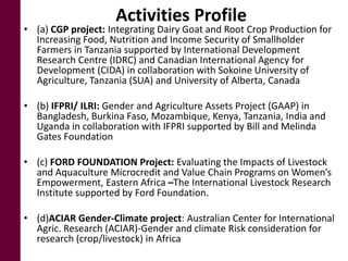 Making visible what is currently not visible: Experiences on generating evidence based results on integrating gender issues in projects