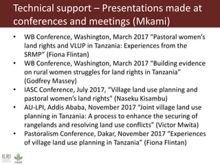 Overview on ILRI’s technical support to partners implementing Sustainable Rangeland Management Project (SRMP)