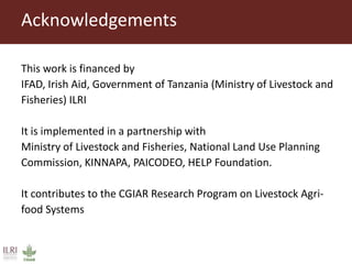 Overview on ILRI’s technical support to partners implementing Sustainable Rangeland Management Project (SRMP)