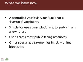Using controlled vocabularies to help organize ILRI’s information products