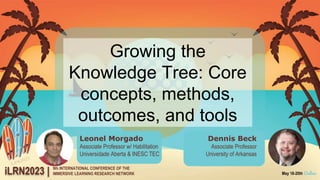 iLRN2023 | 9th INTERNATIONAL CONFERENCE OF THE
IMMERSIVE LEARNING RESEARCH NETWORK May 18-20th Online
Dennis Beck
Associate Professor
University of Arkansas
Growing the
Knowledge Tree: Core
concepts, methods,
outcomes, and tools
Leonel Morgado
Associate Professor w/ Habilitation
Universidade Aberta & INESC TEC
 