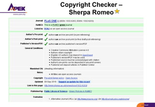 Copyright Checker –
Sherpa Romeo
 