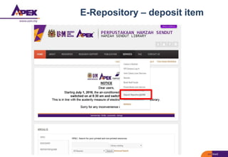 E-Repository – deposit item
 