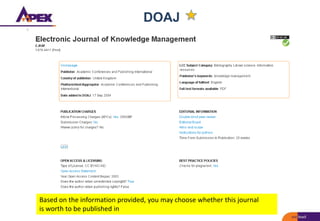 DOAJ
Based on the information provided, you may choose whether this journal
is worth to be published in
 