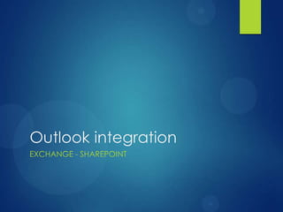 Outlook integration
EXCHANGE - SHAREPOINT
 
