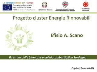 Progetto cluster Energie Rinnovabili
REPUBBLICA ITALIANA
Cagliari, 7 marzo 2014
Il settore delle biomasse e dei biocombustibili in Sardegna
Efisio A. Scano
 