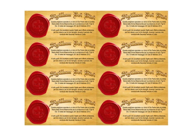 Il Sigillo del Dio Vivente (8 tascabili stampa fronte retro) | PPT