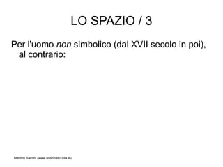 LO SPAZIO / 3
Per l'uomo non simbolico (dal XVII secolo in poi),
 al contrario:




Martino Sacchi /www.ariannascuola.eu
 