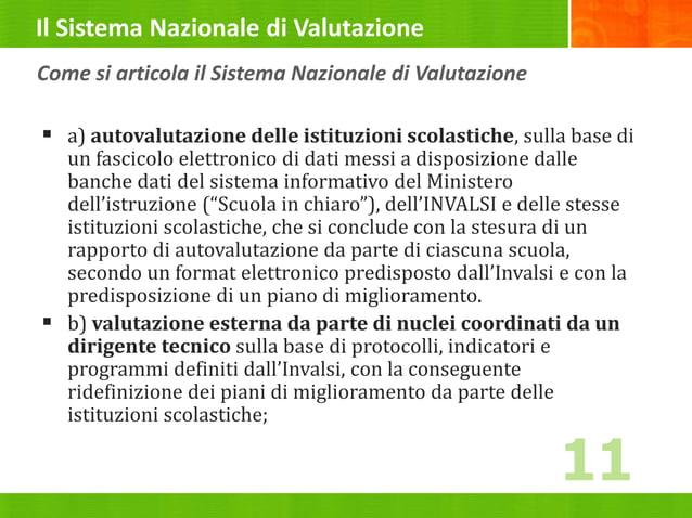 Il Sistema Nazionale di Valutazione