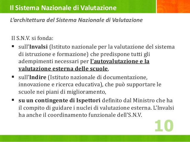 Il Sistema Nazionale di Valutazione
