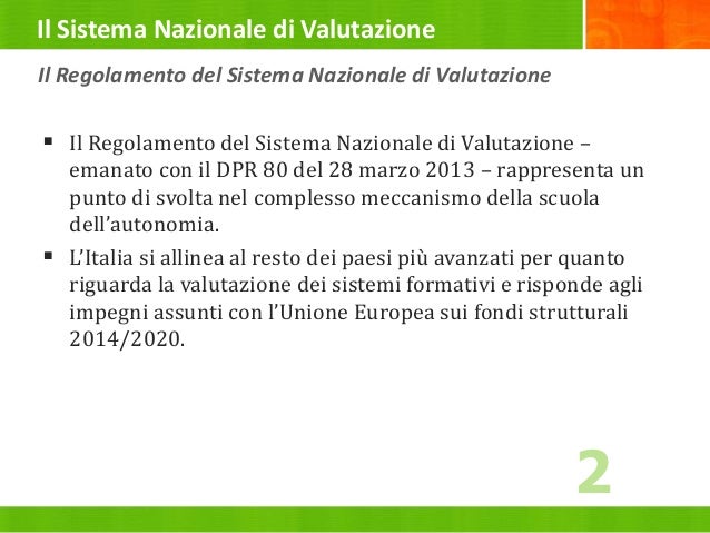 Il Sistema Nazionale di Valutazione