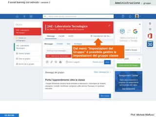 Prof. Michele MaffucciCC-BY-SA
Il social learning con edmodo - versione 3 Amministrazione - gruppo
Dal menù “Impostazioni del
Gruppo” è possibile gestire le
impostazioni del gruppo classe
 