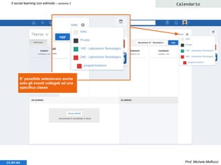 Prof. Michele MaffucciCC-BY-SA
Il social learning con edmodo - versione 3 Calendario
E’ possibile selezionare anche
solo gli eventi collegati ad una
specifica classe
 