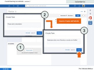 Prof. Michele MaffucciCC-BY-SA
Il social learning con edmodo - versione 3 Calendario
1
2
3
Inserire il testo dell’attività
 